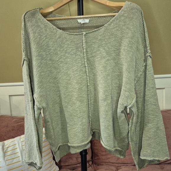 entro Sweaters - Entro Olive Off-the-Shoulder Sweater